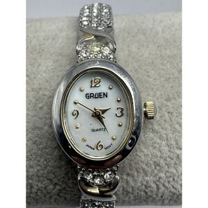 Gruen GR8702 Ladies MOP Watch New Battery 18MM 8" Silver Tone D39‎